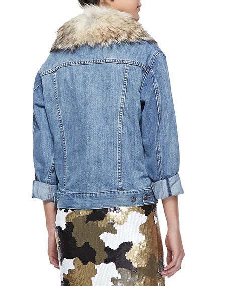 michael kors shearling jacket|michael kors denim jacket.